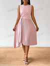 Solid Pleated Hem Dress