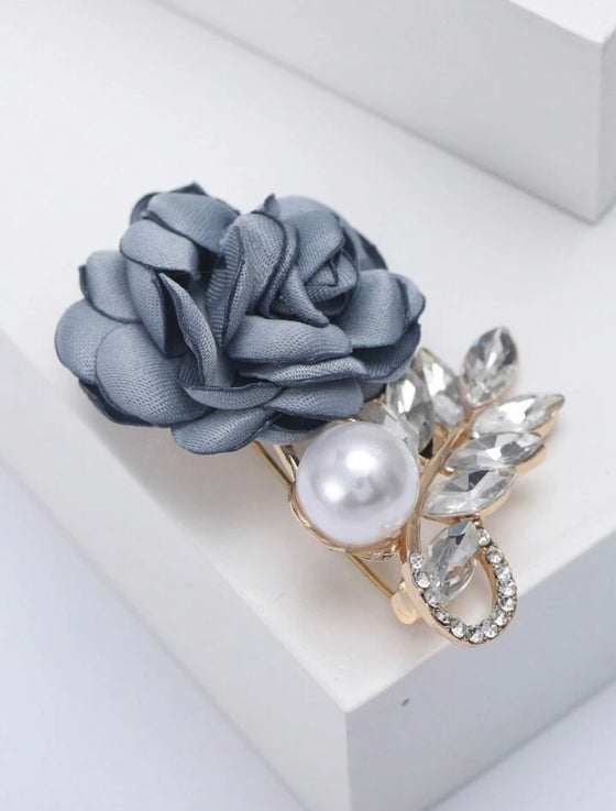 1pc Alloy Fabric Flower Brooch