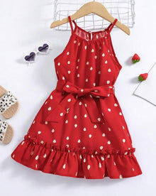  Kids EVRYDAY Young Girl All Over Print Ruffle Hem Belted Cami Dress