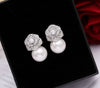 Elegant silver flower earrings zircon ABS pearl earrings for women