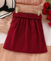 Tween Girl Solid Flap Pocket Belted Cargo Skirt