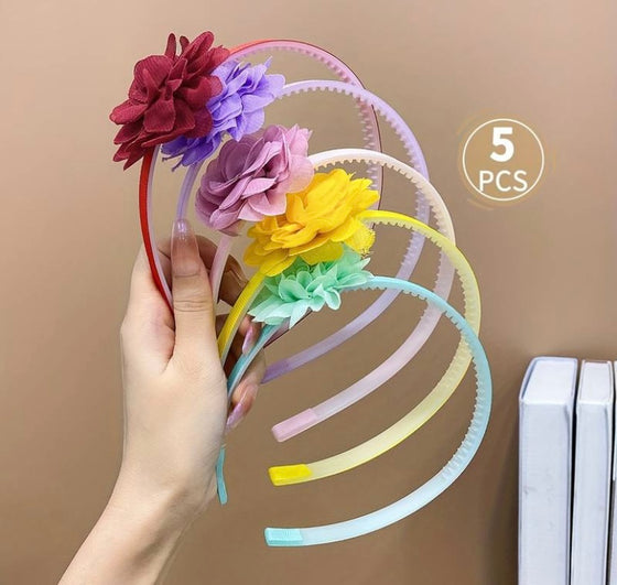 5pcs Girls Hair Accessories, Colorful Flower Non-slip Headbands