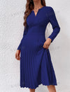Privé Notched Neck Pleated Hem Dress