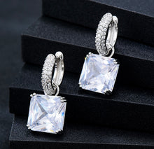  Square Cubic Zirconia Decor Earrings