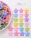 50pcs Girls' Cute Colorful Star Shaped Bb Hair Clip With Irregular Metallic Detail, Random Color, Suitable For Daily Life Or Vacation