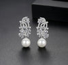 cubic zirconia stud gold pearl earrings for girls wedding party