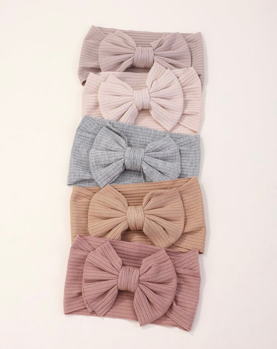 5pcs Random Colored Candy Shaped Hair Bands With Wide Bowknot For Kids, Baby Girls