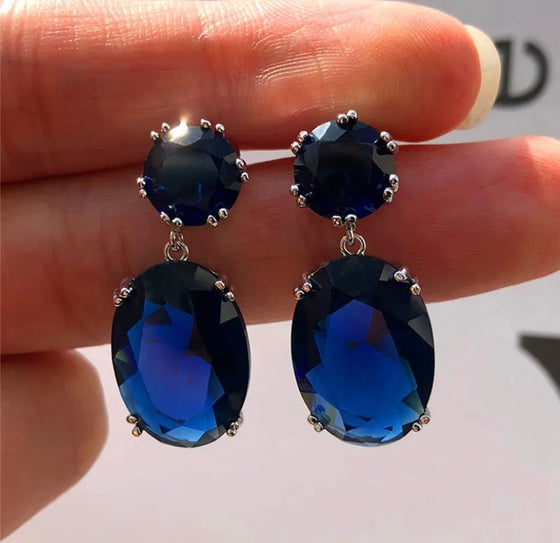 Plating Multicolor Earrings Sapphire Women Wedding Party Gifts Earring Oval Shape Drop Earrings