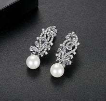  cubic zirconia stud gold pearl earrings for girls wedding party