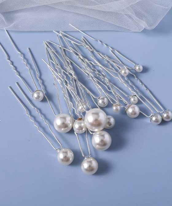 18pcs Faux Pearl Decor Bridal Elegant Hair Pin Boho Tiaras