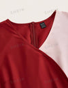 Color Block Belted Pleated Dress