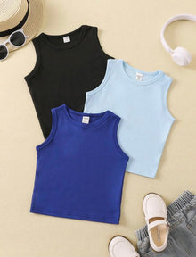  Young Girl 3pcs Solid Tank Top