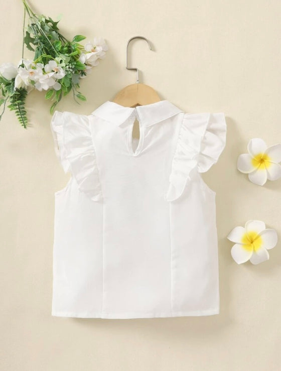 Toddler Girls Bow Front Ruffle Sleeve Blouse