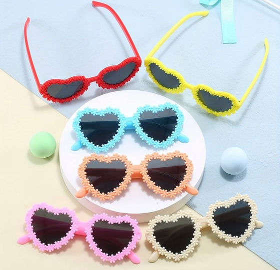 6pcs Trendy Flower heart Frame Glases Set for boys and girls