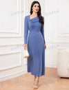 Solid Color Long Sleeve Dress