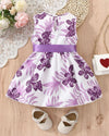 GIRLS Baby Tropical Print Keyhole Back Belted Dress