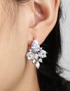 2pcs Fashionable Copper Cubic Zirconia Flower Shaped Stud Earrings