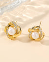 2pcs Gorgeous Rhinestone & Faux Pearl Embellished Wrap Earrings