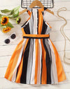 GIRLS Kids SUNSHNE Young Girl Striped Print Halter Dress