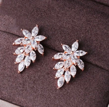  Cut Flower Zirconia Crystal Long Drop Earrings For Women Shiny Leaf CZ Stone Bridal Wedding Jewelry