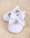 1 Pair Baby Girls' Solid Color Bow Knot Soft Fabric Shoes With Design, Suitable For Spring And Autumn, 0-4Months