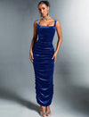 Split Back Ruched Velvet Bodycon Dress