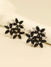 1pair Glamorous Black Cubic Zirconia Flower Decor Stud