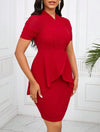 Fashionable Elegant Petal Shaped Mesh Splice Top + Bodycon Skirt, 2pcs/Set