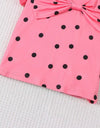 Young Girl Polka Dot Print Bow Front Tee