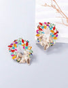 1pair Colored Rhinestone Circle Earrings For Women