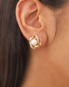 2pcs Gorgeous Rhinestone & Faux Pearl Embellished Wrap Earrings