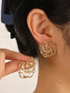 1pair Vintage Hollow Out Flower Shaped Exaggerated Stud Earrings