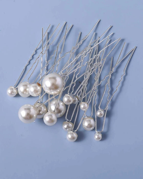 18pcs Faux Pearl Decor Bridal Elegant Hair Pin Boho Tiaras