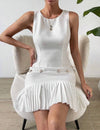 Solid Pleated Hem Dress