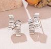 1pair Fashionable Copper Plated Palladium White Gold Irregular Geometric Design Metallic Feel Earrings