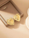 1pair Alloy Fashionable Asymmetric Heart Irregular Texture Minimalist Earrings