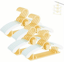  10pcs Yellow Extendable Baby Nursery Closet Hangers, Ultra-Thin Non-Slip Extendable Infant Pant Hangers, Adjustable Children Coat Hanger for Newborn to Toddler Clothes