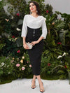 Contrast Color Cowl Collar Bodycon Dress