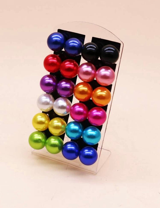 12pairs Faux Pearl Decor Earrings