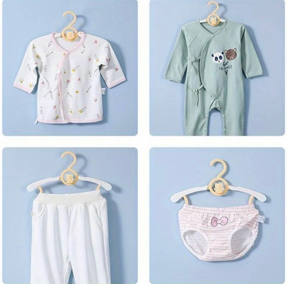 10pcs Yellow Extendable Baby Nursery Closet Hangers, Ultra-Thin Non-Slip Extendable Infant Pant Hangers, Adjustable Children Coat Hanger for Newborn to Toddler Clothes