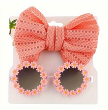  2pcs Butterfly Hair Band And Round Flower Sunglasses