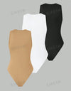 Solid Colored Sleeveless Bodysuit 3pcs/Set