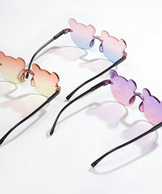 3pcs Children's Cute Bear Ear Design Fashion Gradient Fashion Glasses