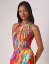 Allover Print Crop Halter Top
