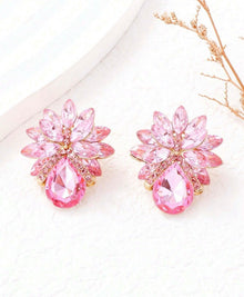  1pair Bowknot & Rhinestone Decor Earrings