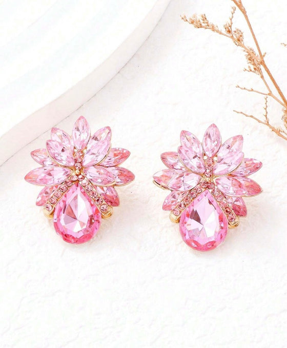 1pair Bowknot & Rhinestone Decor Earrings