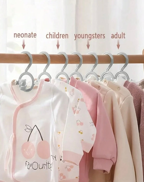 10pcs/Set Grey Extendable Clothes Hangers, Multifunctional Drying Rack For Baby & Newborn Clothes Storage