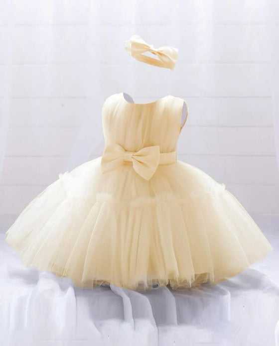 GIRLS Babys' Tulle Puff Princess Dress For Infant's One Year Birthday Party, Comes With Hair Accessories