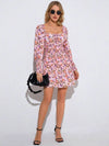 Studio Floral Print Square Neck Knot Front Lantern Sleeve Dress