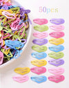 50pcs Girls' Cute Colorful Heart Shaped Hair Clips With Metal Bb Clasp, Random Colors, Great For Daily Wear Or Valentine'S Day Gift